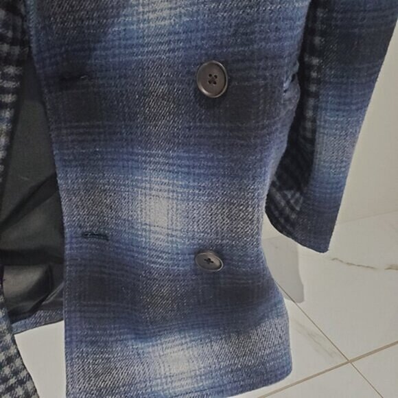 RARE AVEC LES FILLES Anthropologie Blue Soft Wool-Blend Blazer Overcoat - Picture 12 of 13